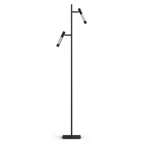 Vloerlamp alisio 4597zw 2-lichts luxe glas in zwart met push dimmer