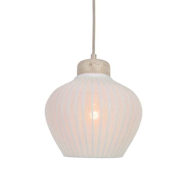 Travino 4598cr hanglamp – linnen & travertin in natuurlijke stijl