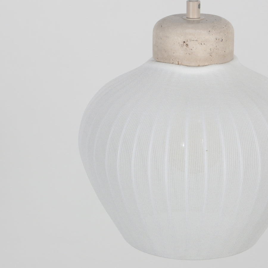 Travino 4598cr hanglamp – linnen & travertin in natuurlijke stijl