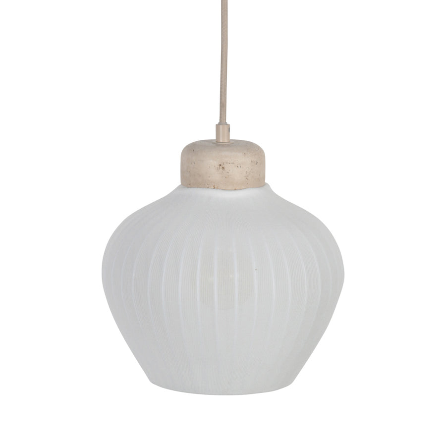 Travino 4598cr hanglamp – linnen & travertin in natuurlijke stijl