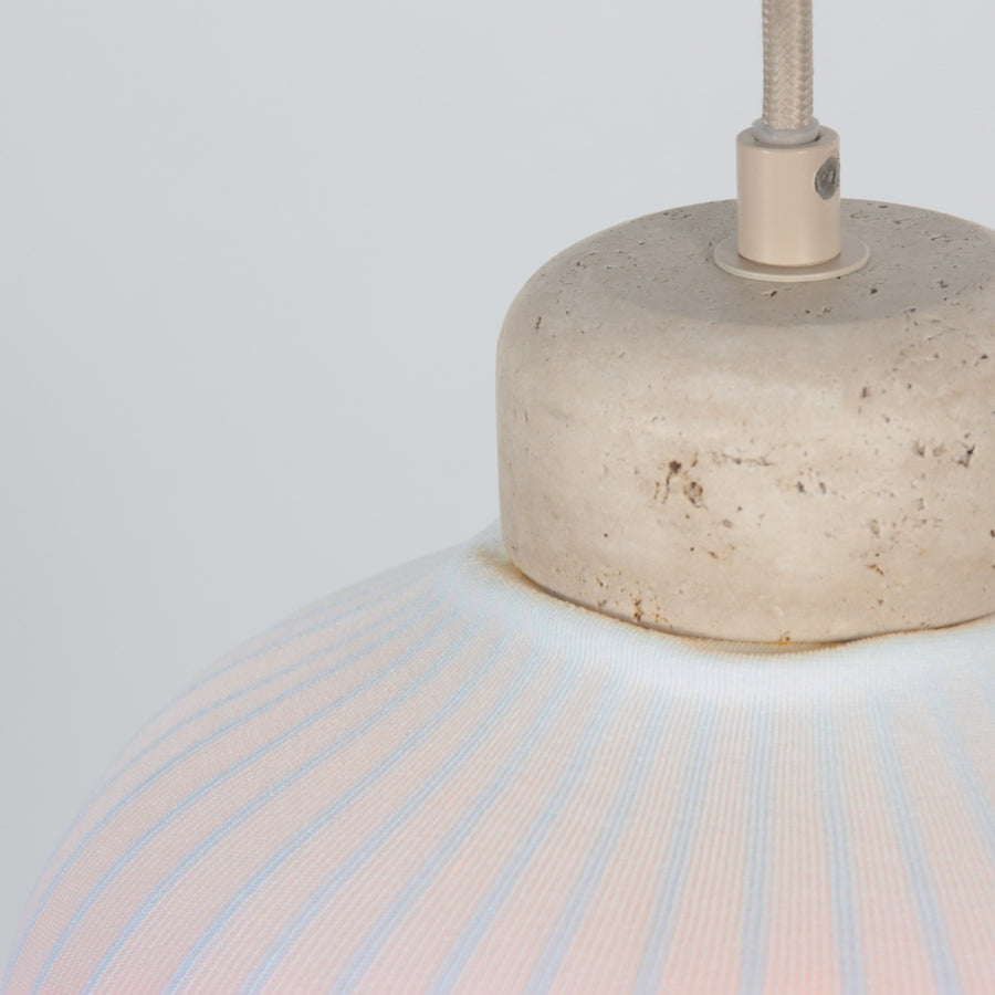 Travino 4598cr hanglamp – linnen & travertin in natuurlijke stijl
