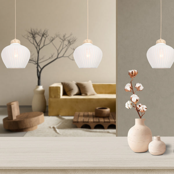 Travino 4599cr hanglamp – linnen & travertin, stijlvol boven tafel