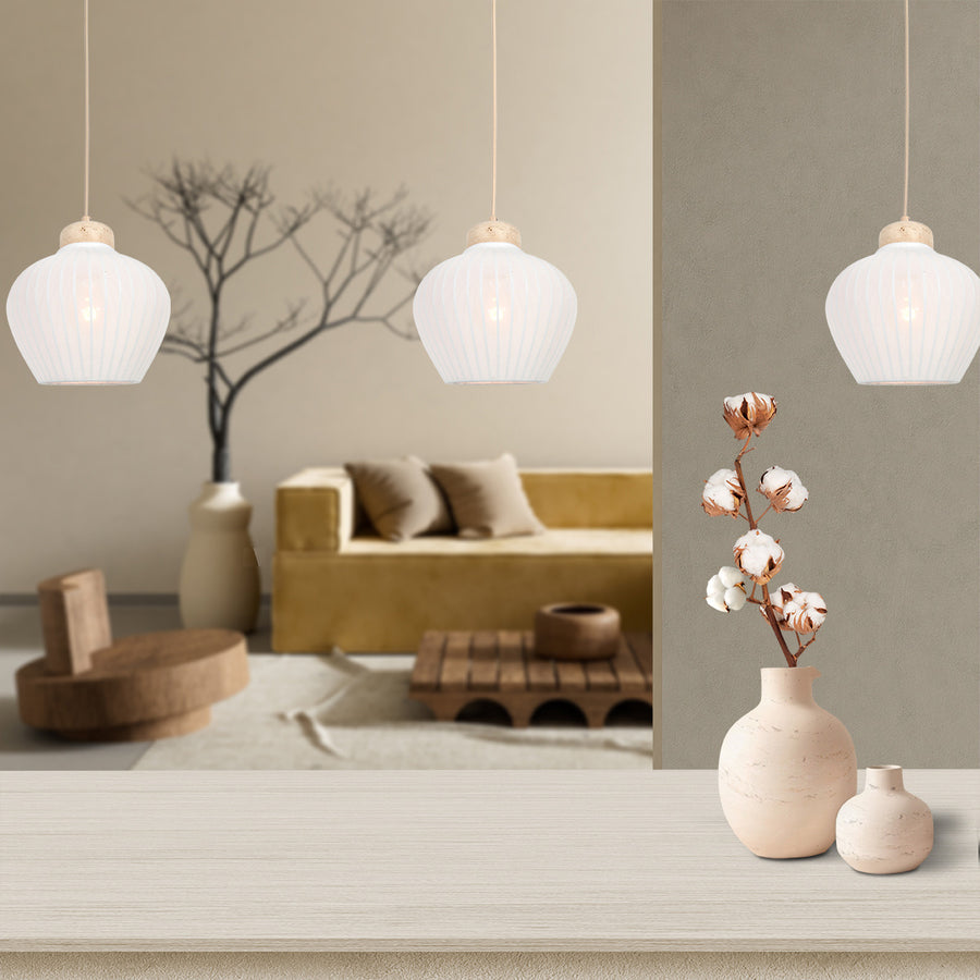 Travino 4599cr hanglamp – linnen & travertin, stijlvol boven tafel
