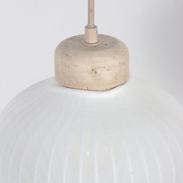 Travino 4599cr hanglamp – linnen & travertin, stijlvol boven tafel