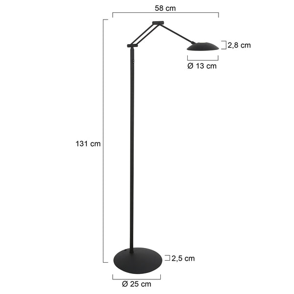 Leeslamp daphne 2 4601zw - zwarte leeslamp met verstelbaar licht