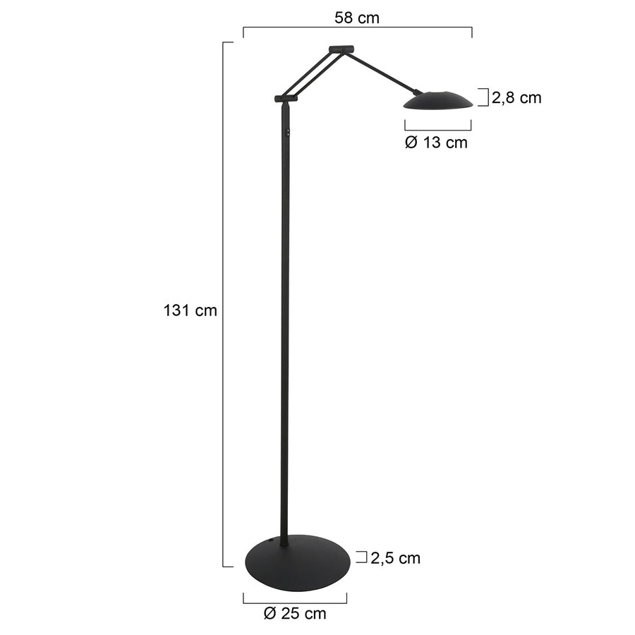 Leeslamp daphne 2 4601zw - zwarte leeslamp met verstelbaar licht