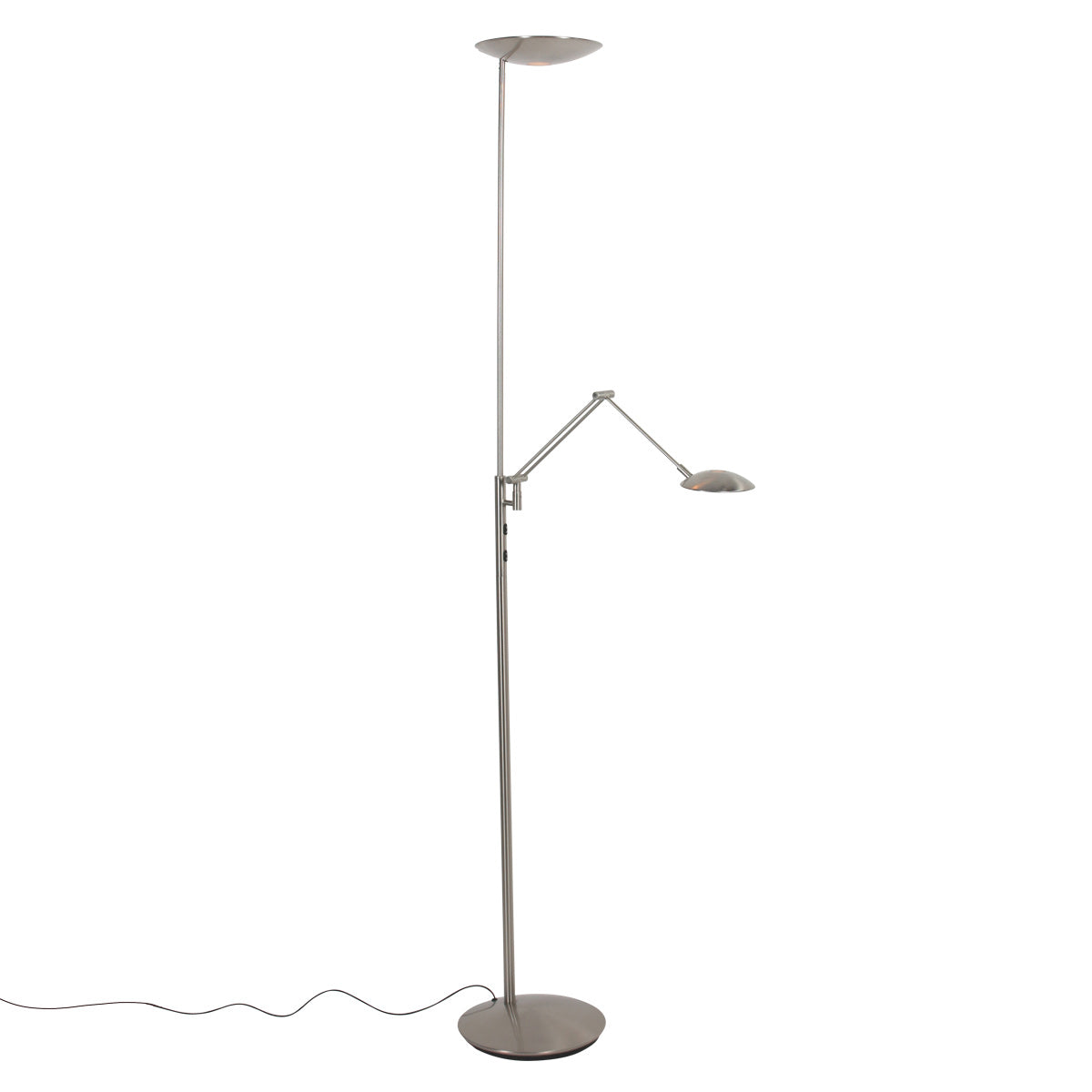 Vloerlamp daphne 2 4602st - stalen uplight met leesarm
