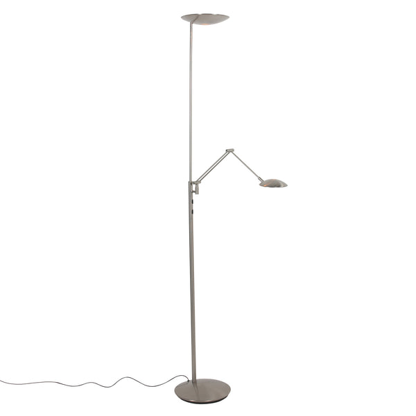 Vloerlamp daphne 2 4602st - stalen uplight met leesarm