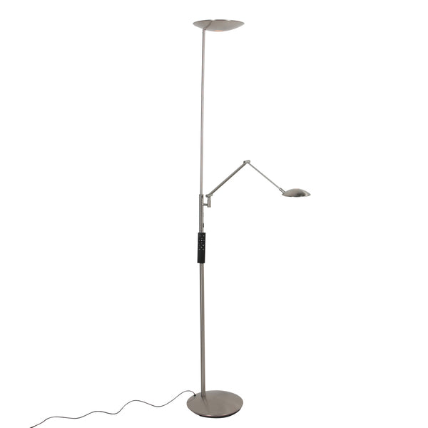Vloerlamp daphne 2 4602st - stalen uplight met leesarm