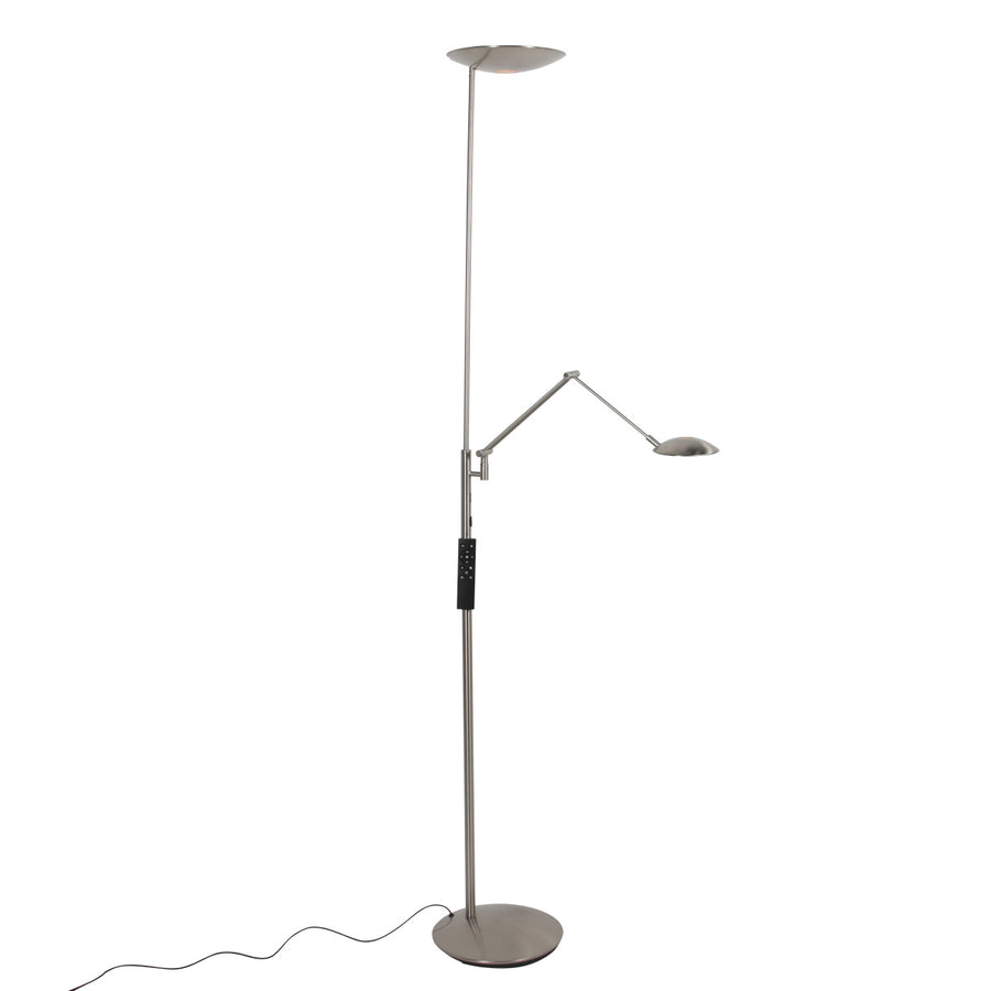 Vloerlamp daphne 2 4602st - stalen uplight met leesarm
