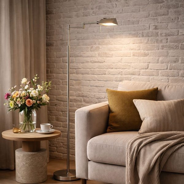 Leeslamp glowgo 4603st – stalen vloerlamp met accu en leeslicht