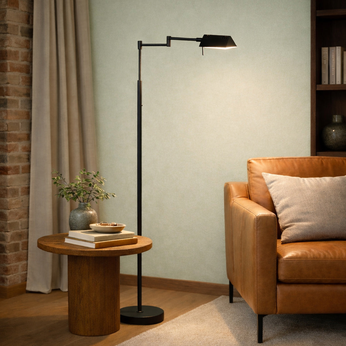 Leeslamp glowgo 4603zw – zwarte vloerlamp met accu en verstelbare arm