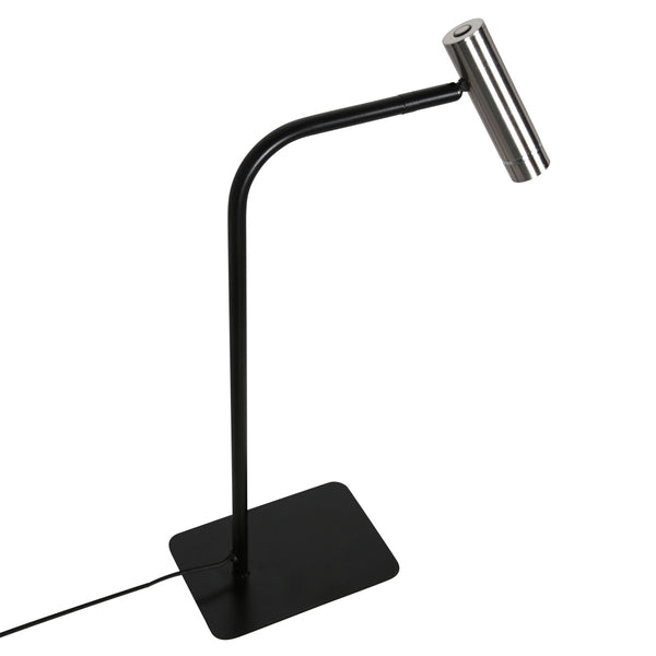 Tafellamp lumo 4606st - stijlvolle verstelbare leeslamp in staal met zwart