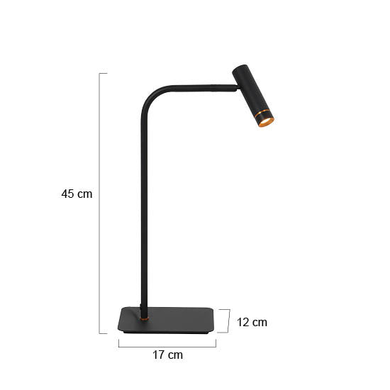 Tafellamp lumo 4606zw - zwarte verstelbare leeslamp met led
