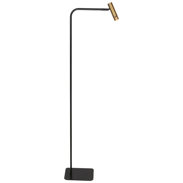 Vloerlamp lumo 4607br - slanke leeslamp in zwart met brons