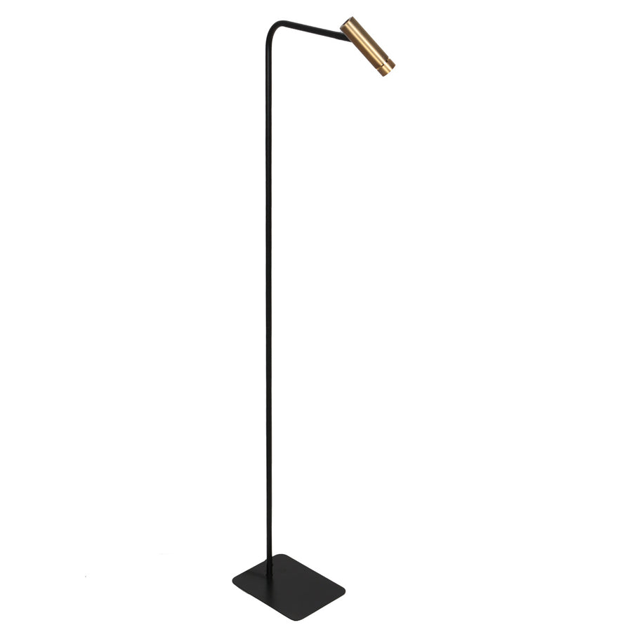 Vloerlamp lumo 4607br - slanke leeslamp in zwart met brons