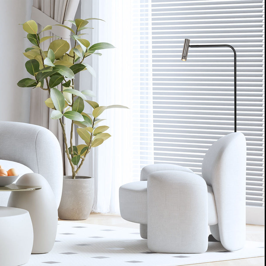 Vloerlamp lumo 4607st - moderne leeslamp zwart met staal