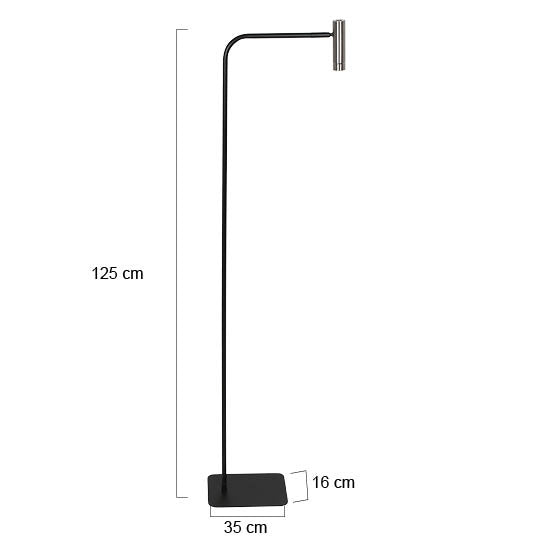 Vloerlamp lumo 4607st - moderne leeslamp zwart met staal