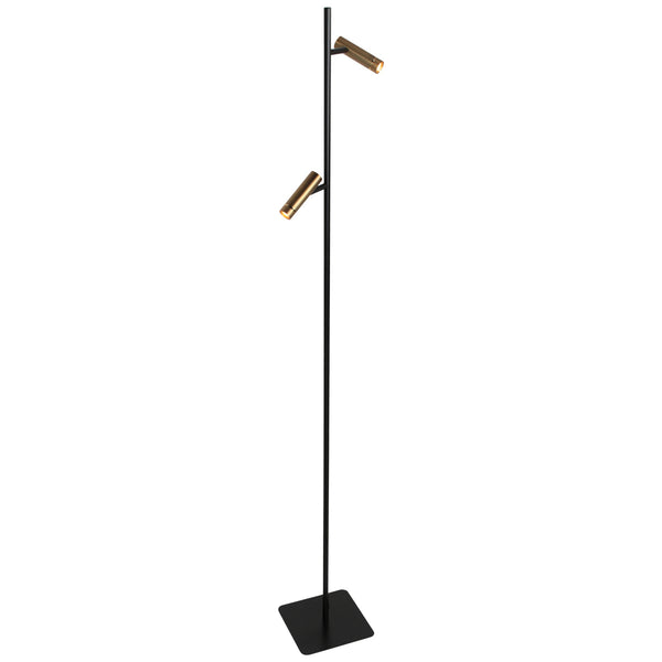 Vloerlamp lumo 4608br – moderne tweelichts leeslamp met bronzen accenten