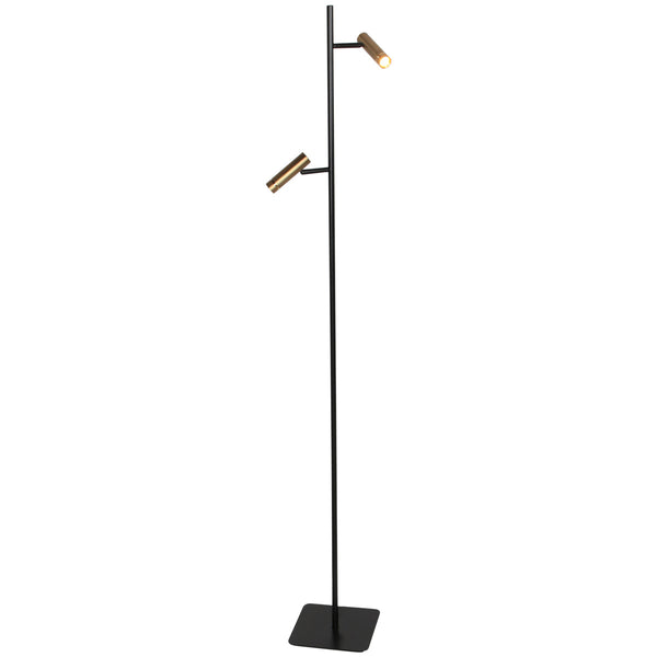 Vloerlamp lumo 4608br – moderne tweelichts leeslamp met bronzen accenten
