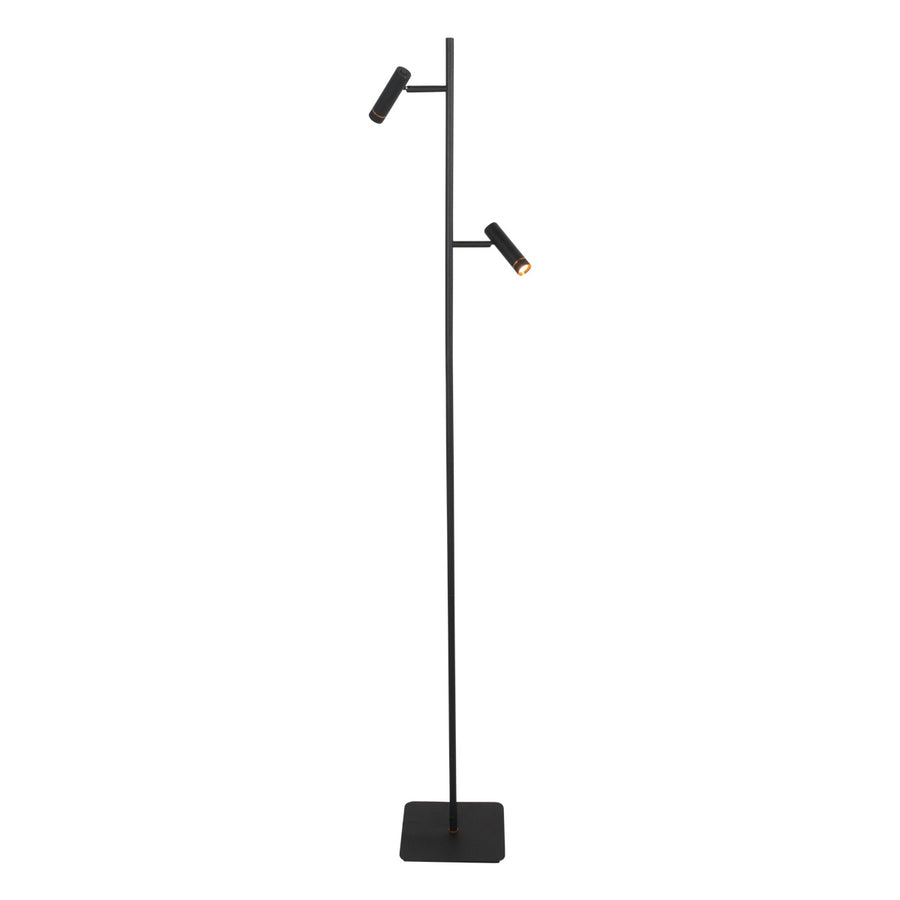 Vloerlamp lumo 4608zw – strakke tweelichts zwarte led leeslamp