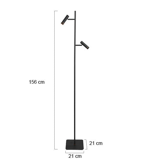 Vloerlamp lumo 4608zw – strakke tweelichts zwarte led leeslamp