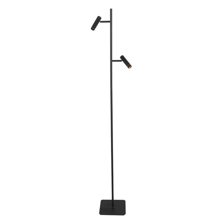Vloerlamp lumo 4608zw – strakke tweelichts zwarte led leeslamp
