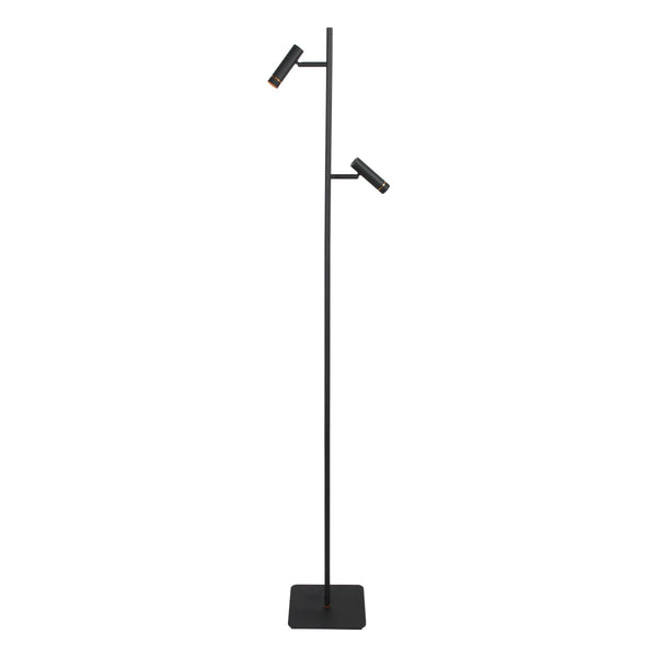 Vloerlamp lumo 4608zw – strakke tweelichts zwarte led leeslamp