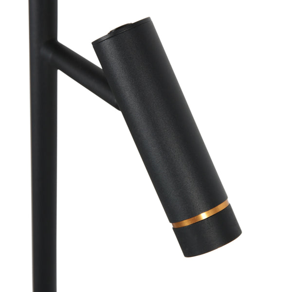 Vloerlamp lumo 4608zw – strakke tweelichts zwarte led leeslamp