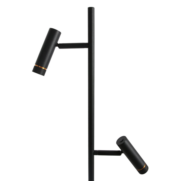 Vloerlamp lumo 4608zw – strakke tweelichts zwarte led leeslamp