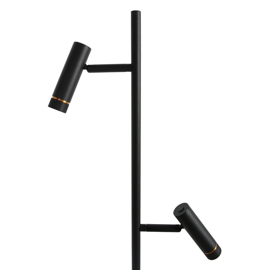 Vloerlamp lumo 4608zw – strakke tweelichts zwarte led leeslamp