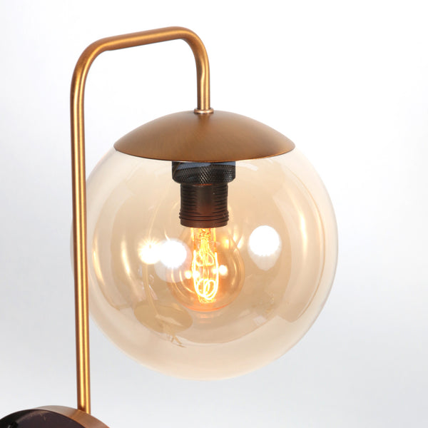Wandlamp bollique 4609br bronskleurige lamp met amberglas