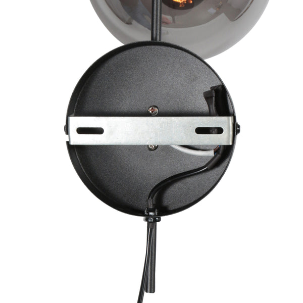 Wandlamp bollique 4609zw zwarte lamp met smoke glas