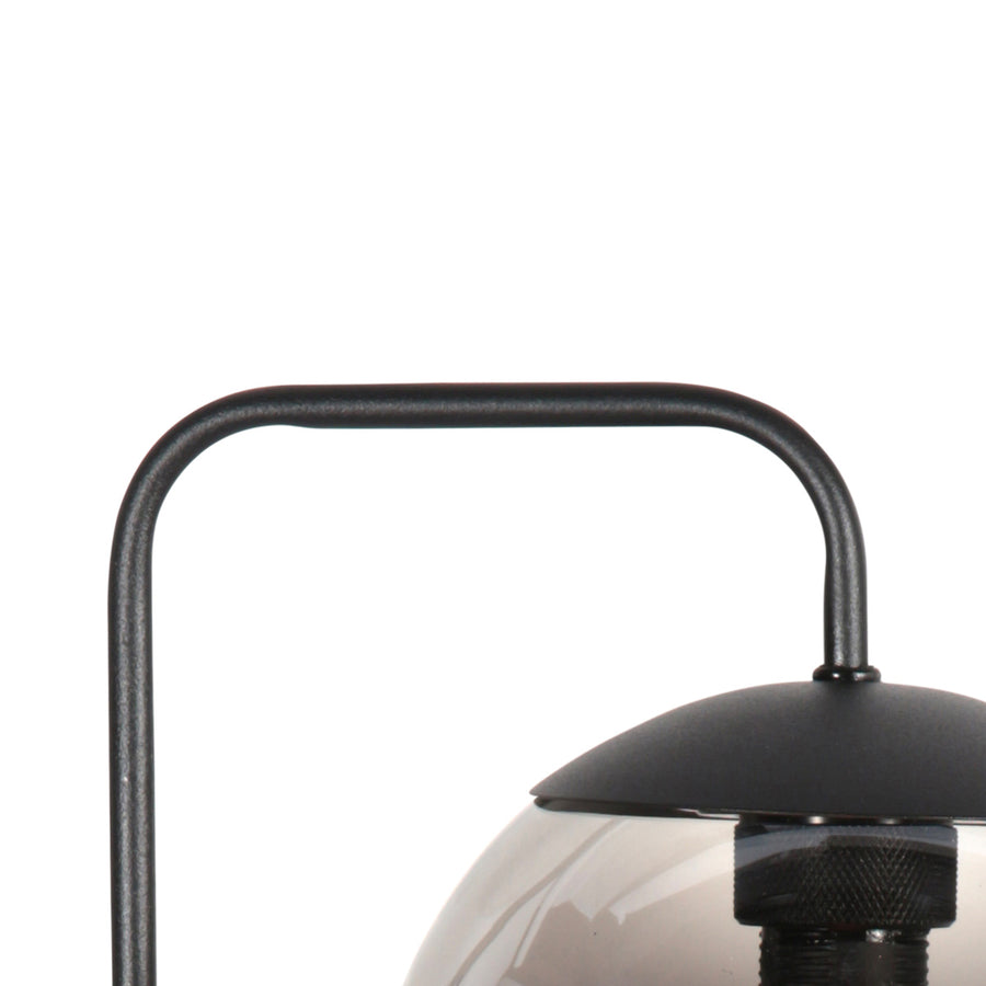 Wandlamp bollique 4609zw zwarte lamp met smoke glas