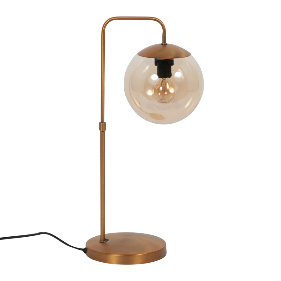 Tafellamp bollique 4610br bronskleurige lamp met amber glas