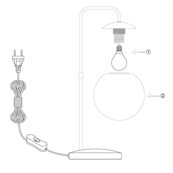 Tafellamp bollique 4610br bronskleurige lamp met amber glas