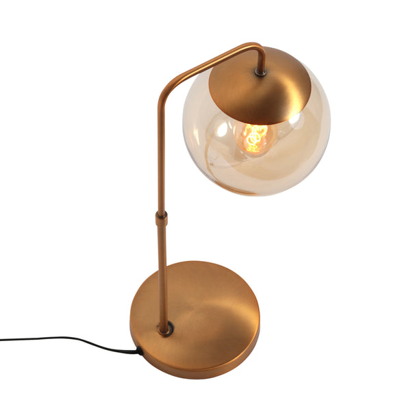 Tafellamp bollique 4610br bronskleurige lamp met amber glas