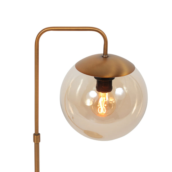 Tafellamp bollique 4610br bronskleurige lamp met amber glas