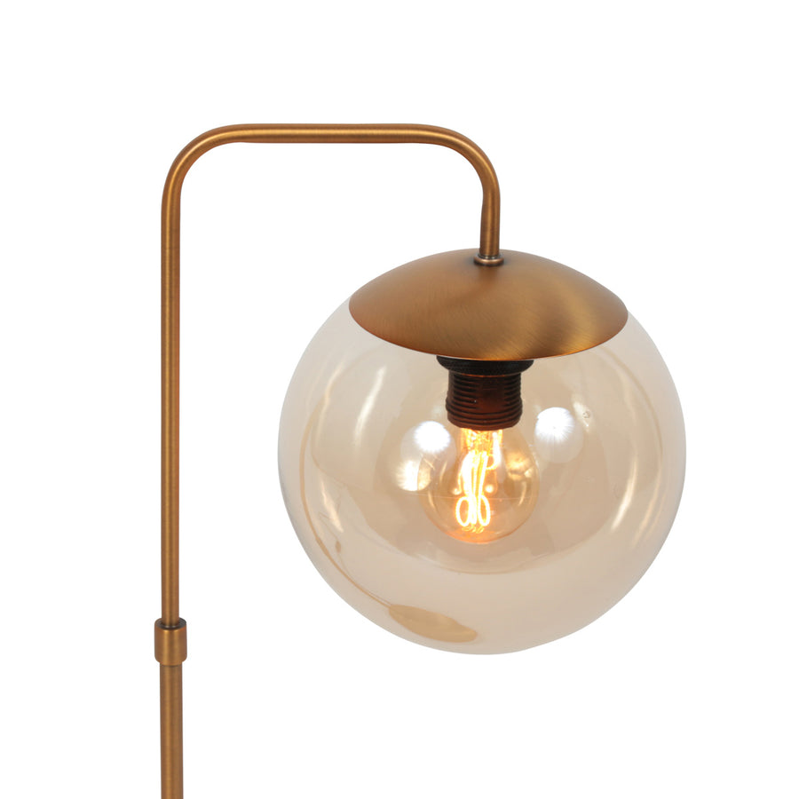 Tafellamp bollique 4610br bronskleurige lamp met amber glas