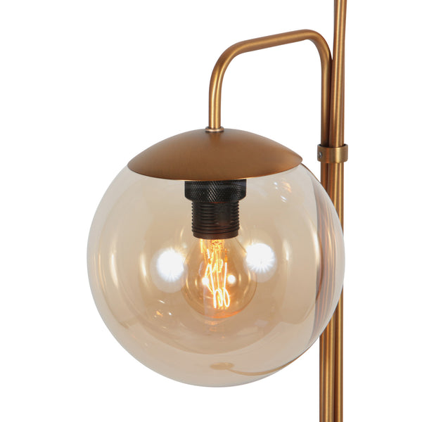 Vloerlamp bollique 4611br sfeervolle bronzen 3 lichts lamp met amber glas