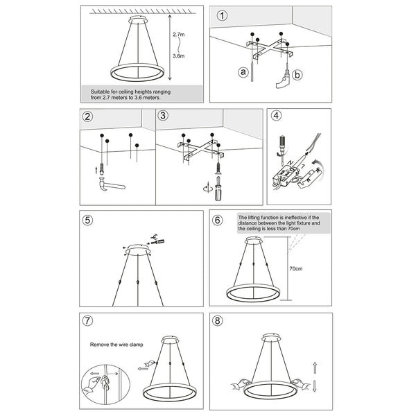 Stalen hanglamp ringlede 4612st met cable-lift systeem