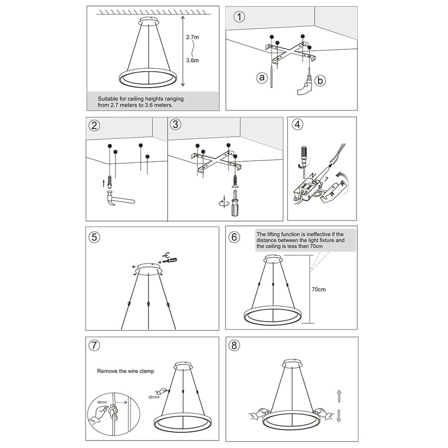 Stalen hanglamp ringlede 4612st met cable-lift systeem