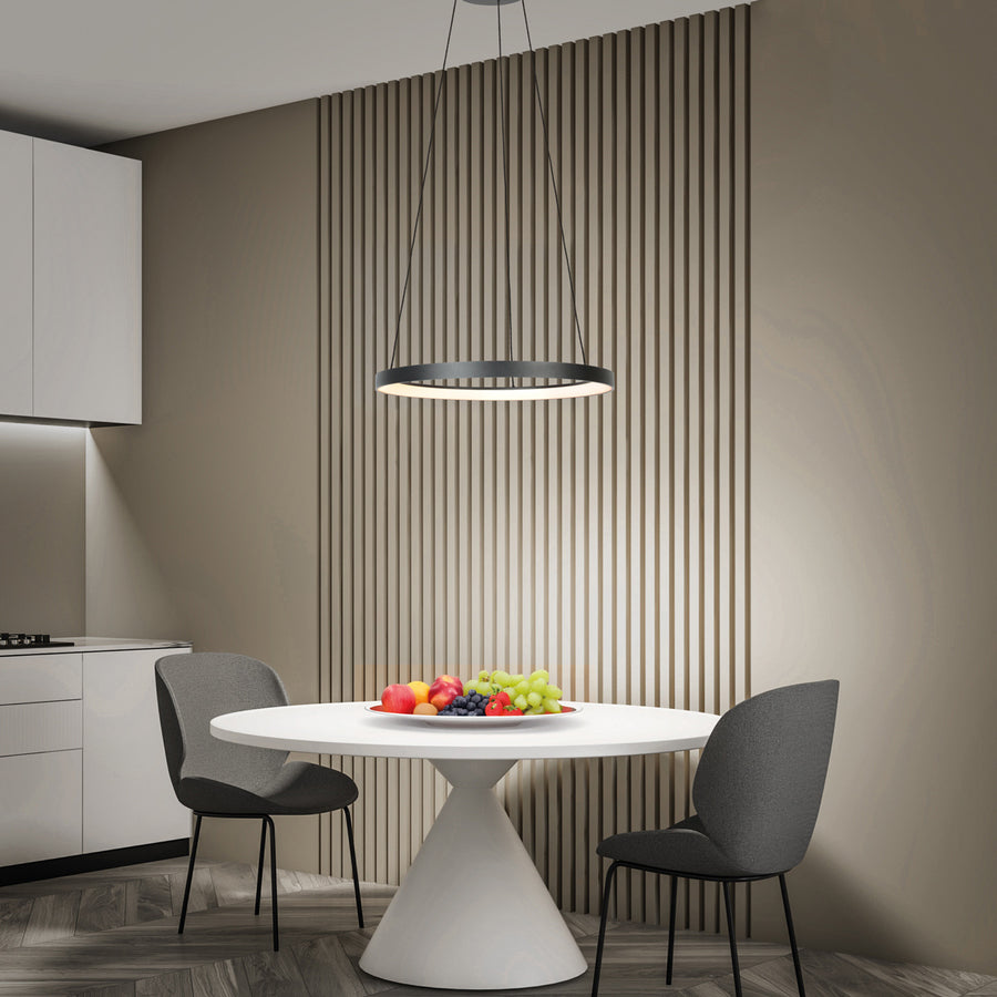 Zwarte hanglamp ringlede 4612zw met cable-lift systeem