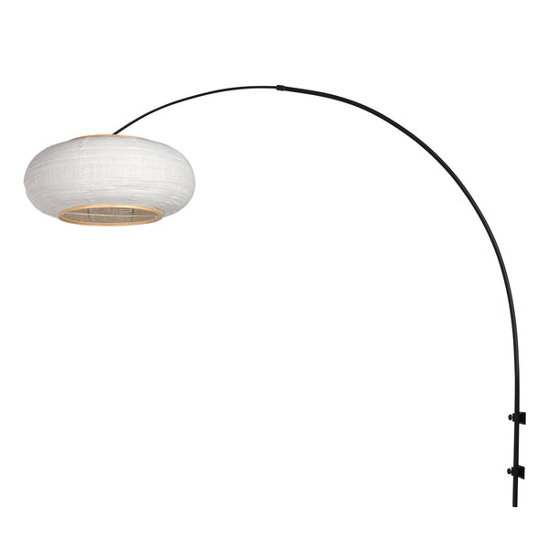 Boog wandlamp silva alba 4619zw zwart met linnen kap ø60 cm