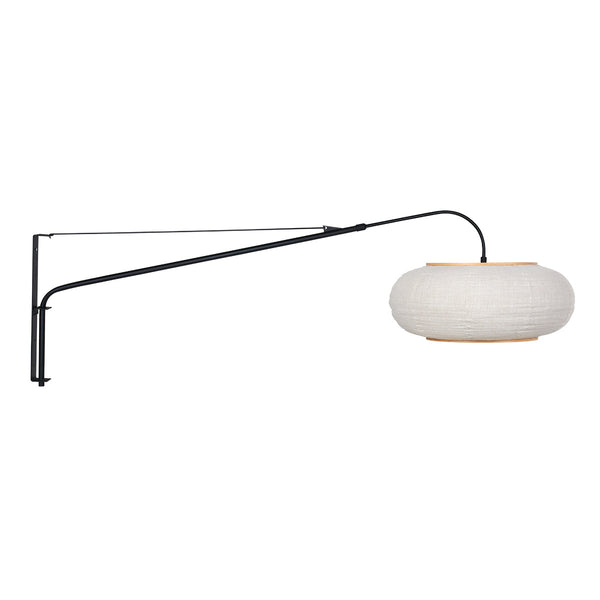 Wandlamp silva alba 4626zw zwart met linnen kap ø60 cm