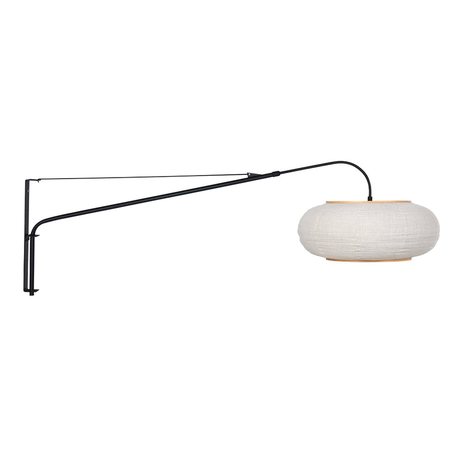 Wandlamp silva alba 4626zw zwart met linnen kap ø60 cm