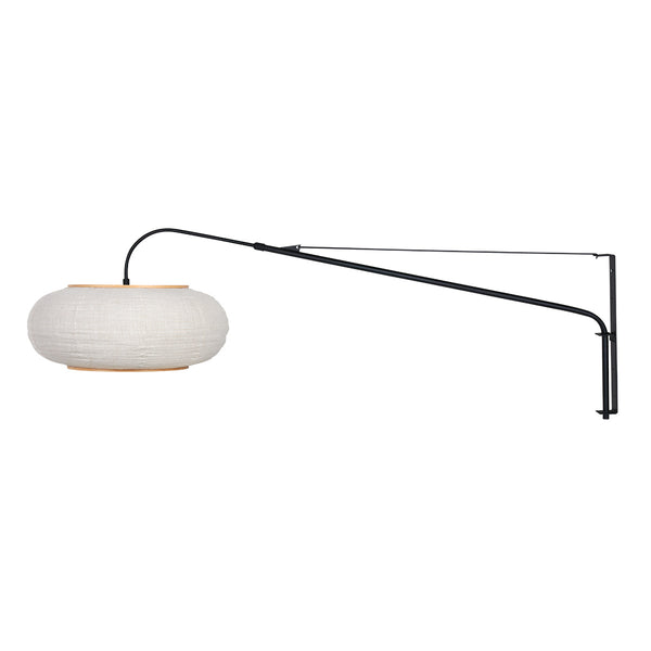Wandlamp silva alba 4626zw zwart met linnen kap ø60 cm
