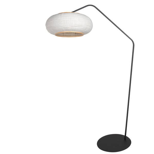 Zwarte vloerlamp zig-zag 4641zw - met sfeervolle linnen kap
