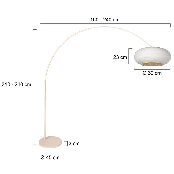 Booglamp silva alba 4677cr crème met linnen kap ø60 cm