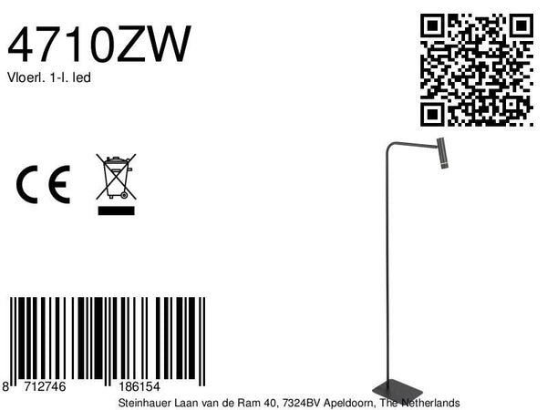 Volari 4710zw zwarte vloerlamp met warm licht